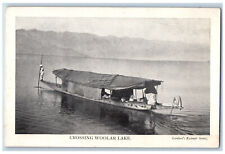 Kashmir India Postcard Boat Crossing Woolar Lake Scene c1910 Antique Unposted picture