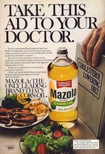 Mazola Pure Corn Oil Take Ad to Doctor Lower Cholesterol Vintage Print Ad 1976 picture