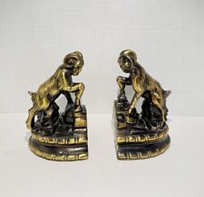 Vintage S.C.C. Brass Big Horn Sheep Ram Bookends Book Ends 1974 Rare picture