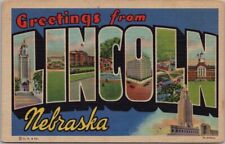 LINCOLN, Nebraska Large Letter Postcard State Capitol / Curteich Linen c1937 picture