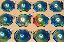 Lot Vintage Glass Gradient BLUE Ombre BALL Christmas Ornaments Shiny Brite picture