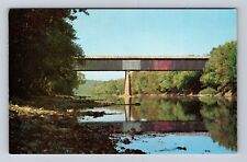Williams IN-Indiana, Covered Wooden Bridge Crossing White River Vintage Postcard picture