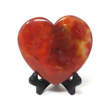 767g LARGE Red Agate Stone Heart 4.875 x 5.25 inches - Has Flaws Stand Included picture