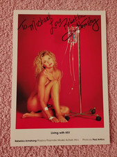 Rebekka Armstrong Signed HIV Postcard / 5"x7" / Playboy Playmate September 1986 picture