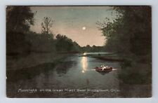 Middletown OH-Ohio, Moonlight On The Great Miami River, Vintage Postcard picture