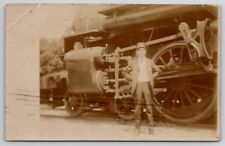 RPPC Chicago IL Railroad Conductor and Locomotive 1909 Real Photo Postcard U28 picture