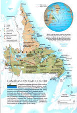 Map Labrador Newfoundland Canada Sportfishing Ecotourism Vintage Print 1993 picture
