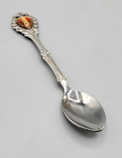 Vintage Souvenir Silver Tone Metal Singapore Enamel Spoon Made in Japan picture