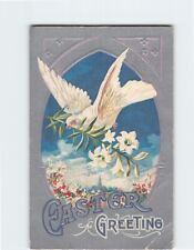 Postcard Easter Greeting with Bird Flowers Easter Embossed Art Print picture