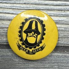 Vintage Round Button Pin Yellow Black Head Gear Inc 1.25” picture
