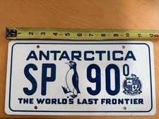 Vtg Antarctica License Plate SP 90 Operation Deep Freeze Task Force 199. STEEL picture