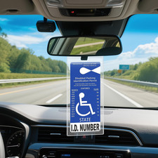 Universal Handicap Placard Holder Ultra‑Clear PVC with Sturdy Mirror Hanger picture