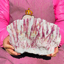 5.5LB Natural pink tourmaline quartz crystal rough mineral specimens healing picture