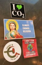 GLOBAL WARMING HOAX STICKERS VARIETY PACK (4) WORLDWIDE 🌐 SHIPPING picture