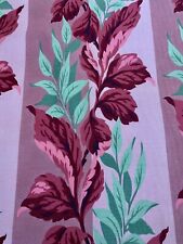 Art Deco Miami 1930's Pastel Jadeite & Raspberry Barkcloth Vintage Fabric Leaf picture