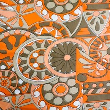 Vtg Fabric 1960s 1970 Groovy Trippy Psychadelic Dressmaking 46x76 Bright Colors picture