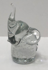 Elephant Paperweight Hand Crafted Controlled Bubble Clear Glass Figurine Vintage picture