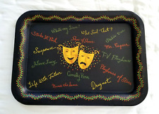 Vintage 1950s Tole Painted Metal TV Tray - Comedy/Tragedy Masks & 1950s TV Shows picture