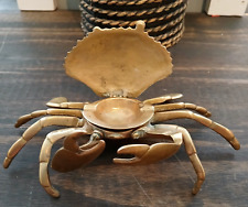 Vintage Brass Crab Hinged Lid Ashtray or Trinket Box with Removable Ashtray picture
