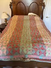 vintage handmade quilt Comforter 74 x 68 have a multi colored squares early 1900 picture
