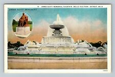 Detroit MI-Michigan, Scott Fountain, Belle Isle Park Vintage Souvenir Postcard picture