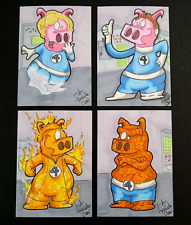 🐷 Original Sketch Card Set Rupert as THE FANTASTIC 4 -  1/1 - Junk.Food.Art picture