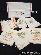 Vintage Days Of The Week Hand Embrodered Tea/Dish Towels picture