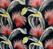 Vintage Barkcloth Black Zomba Art Deco Tropics fabric material curtain panel  3 picture