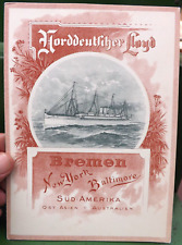 VTG 1897 SS KAISER WILHELM II MENU NORDDEUTSCHER LLOYD BREMEN LINES NY BALTIMORE picture