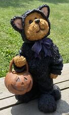 Boyds Bears Halloween Bear Disguised As Cat Pumpkin Garden Statue 2006 picture