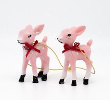 Target Wondershop Pink Mini Retro Deer Set of Two  ~ Christmas Tree Ornaments picture