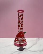 10” Red Strawberry bong Hookah Water Pipe Bongs Tobacco Smoking Glass Pipe picture