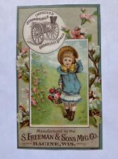 Freeman And Sons Strowbridge Broadcast Sower Victorian Trade Card Girl Flowers picture