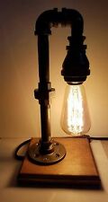 Handcrafted Retro Industrial Pipe Lamp with back board picture