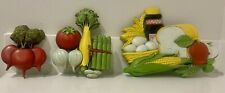 Lot of 3 VTG 1975 Syroco Molded Fruit Veggies Bread Eggs Plastic Wall Hangings  picture