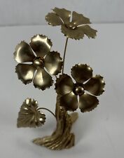 Metal Art Flower Sculpture Vintage Mid Century Modern Decor Gold-tone 5” picture