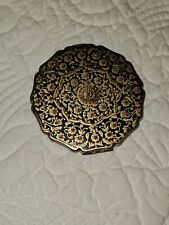 Vintage Stratton England Face Powder Compact with Mirror Gold Renaissance Enamel picture