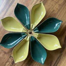 Laizy Daizy Susan Green/yellow VTG Rubel & Co. Revolving Stoneware Server MCM picture