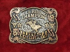 TROPHY CHAMPION PRO RODEO BUCKLE☆BRUSH COLORADO BULL RIDING☆2008☆RARE 412 picture
