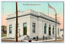 1910 Post Office Exterior Roadside Gloversville New York NY Posted Flag Postcard picture