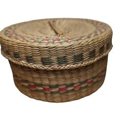 Small handwoven seagrass painted color lided handle basket 2 1/2 inch boho picture