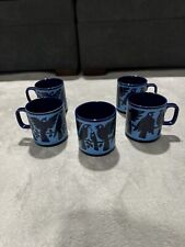 Beautiful Set of 5 collectible John Clappison Vintage HORNSEA England Mugs Blue picture