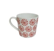 Crate & Barrel Red & White Peppermint Candy Ceramic 16 oz Coffee Tea Mug Cup picture