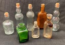 Lot of 8 Vintage Glass Bottles Some Dug Up Medicine Food Misc Green Brown Glass picture