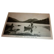 1922 Jordan Pond Mt Desert Island ME Acadia Maine Canoe Albertype RPPC picture