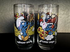 SMURFS Peyo Drinking Glasses Set of 2 Hardees 1983 Vintage Excellent Condition picture