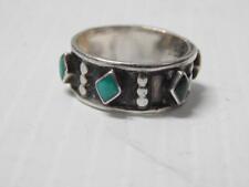 VINTAGE NAVAJO STERLING SILVER TURQUOISE BAND STYLE RING sz: 8 1/4 picture