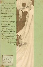 Artist Signed Raphael Kirchner Lady Flowers Gold Vintage Postcard 05.21 picture