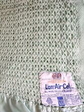 Vintage Lan Air Cel All Wool Cellular Blanket In Sage Green Double picture