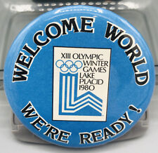 Lake Placid Winter Olympics 1980 2” Pin Button WELCOME WORLD WE’RE READY picture